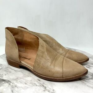 Free People Royale Tan Leather D'Orsay Flats 6.5 Bohemian Casual Minimalist Edgy
